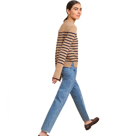 La Ligne Lean Lines Cashmere Sweater. Camel/Navy. M. EUC - Picture 4 of 10